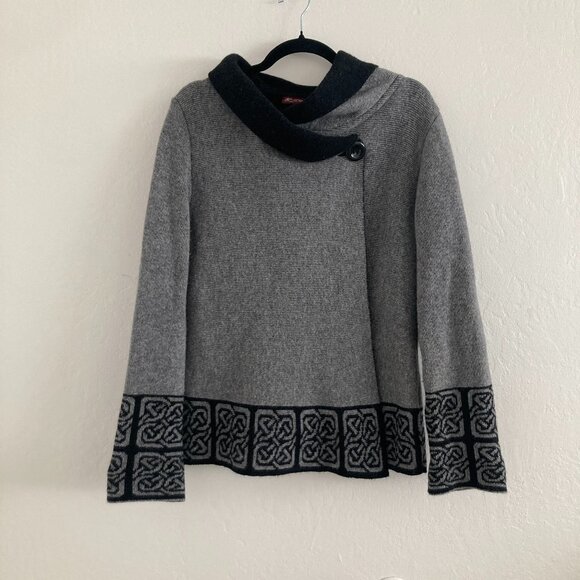 Betty Betty Wool Blend Gray Sweater Poncho Minimalist Church Office Large - Picture 1 of 10